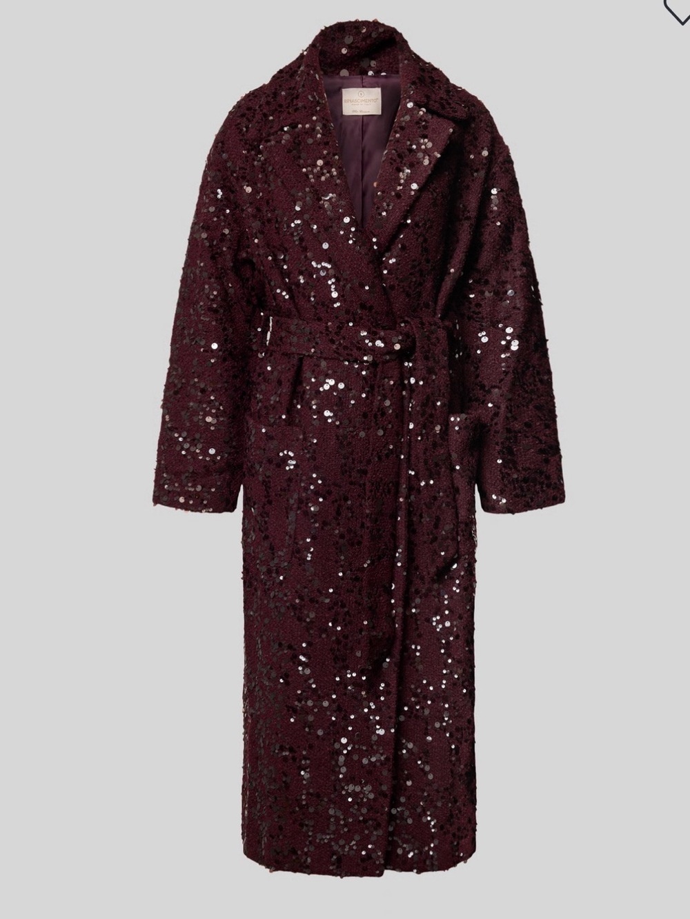 Rinascimento Deep Wine Sequin Long Wrap Robe